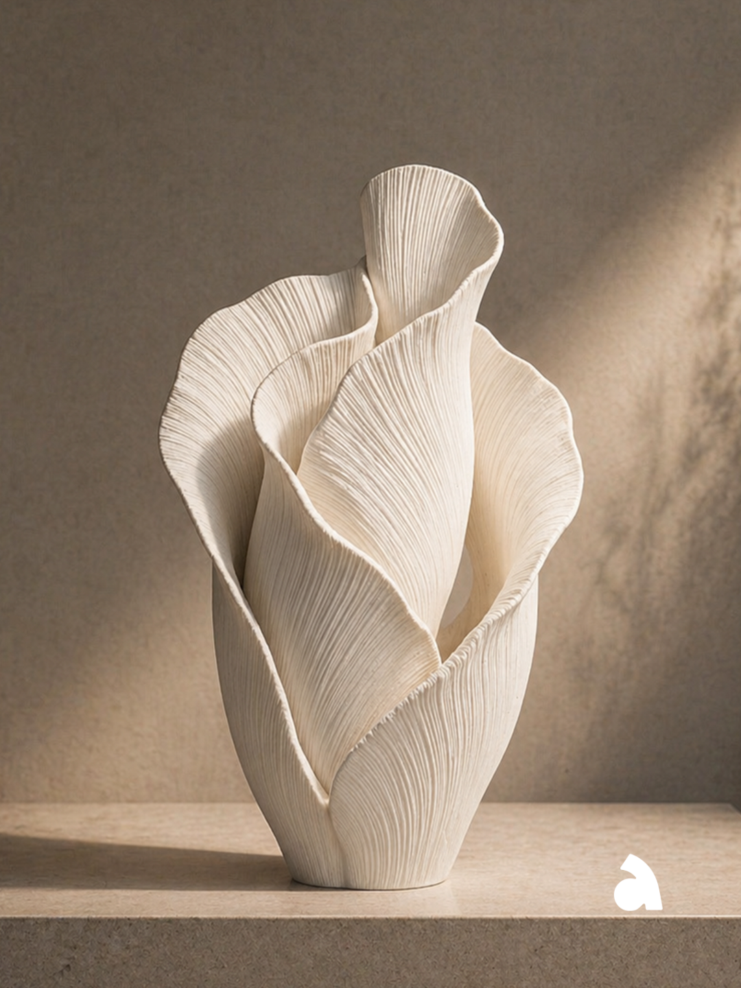 Vază decorativă 3D cu design organic tip petale - imagine galerie