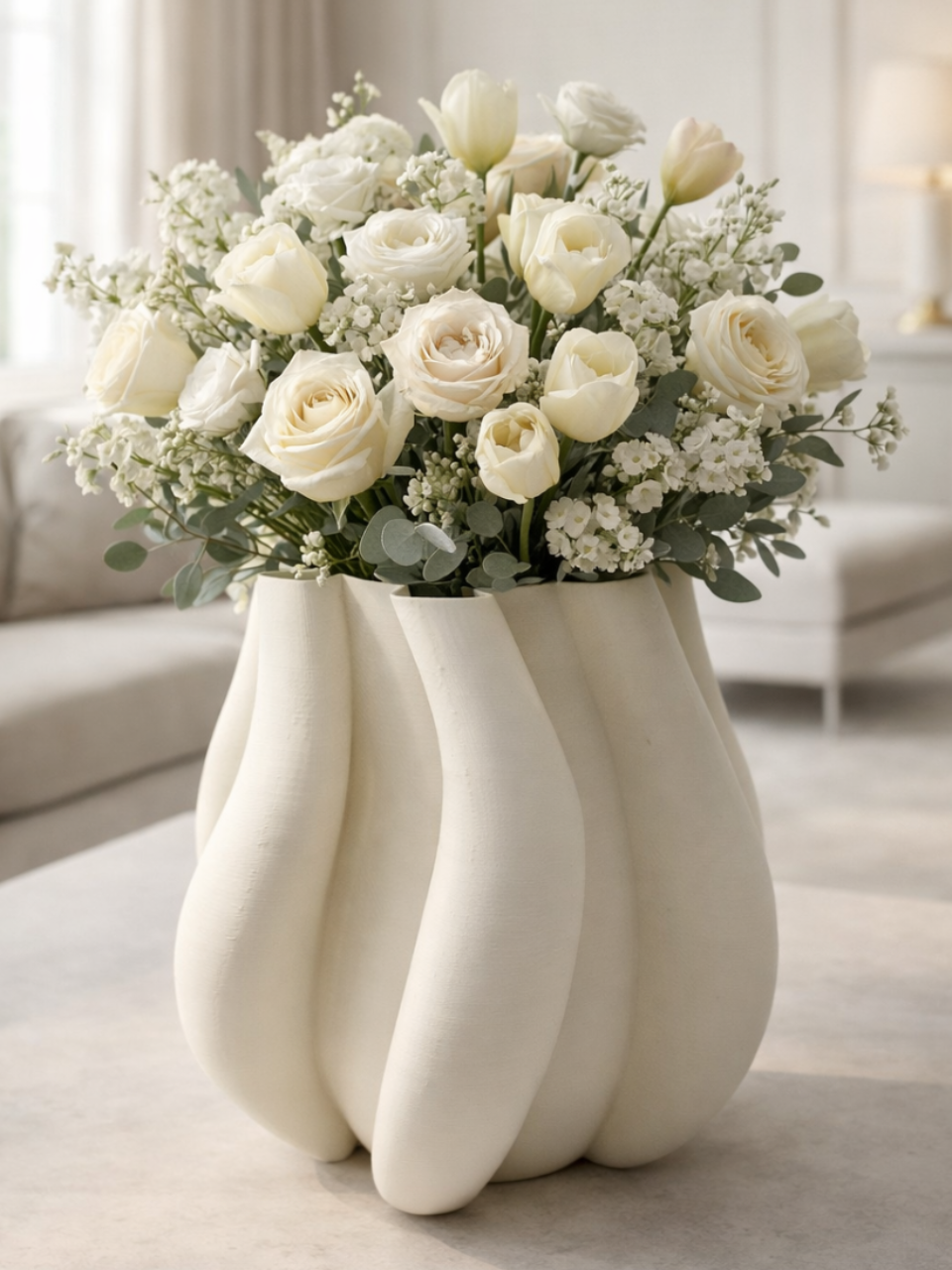 Vază decorativă 3D cu design organic curba - imagine galerie