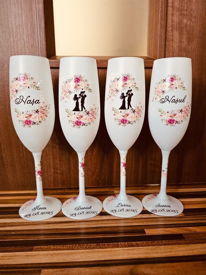 Set Pahare Personalizate Nuntă – Miri și Nași - imagine galerie