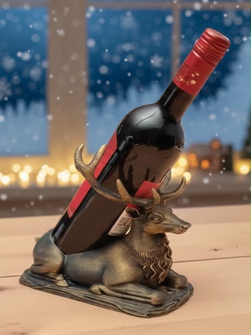 Suport decorativ pentru sticlă de vin – Cerb - imagine galerie