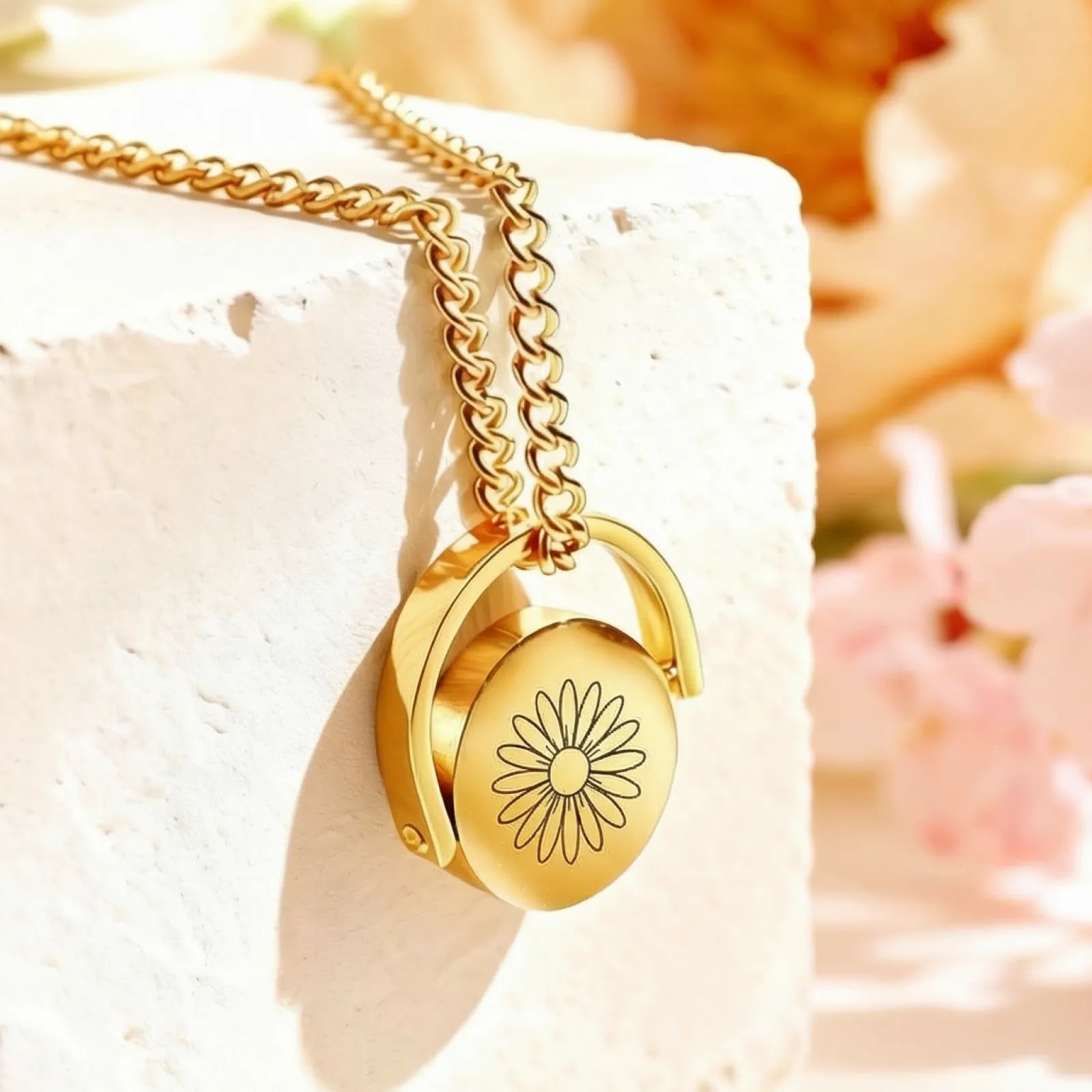 Colier personalizat din oțel inoxidabil cu disc rotativ – Always & Forever - imagine galerie