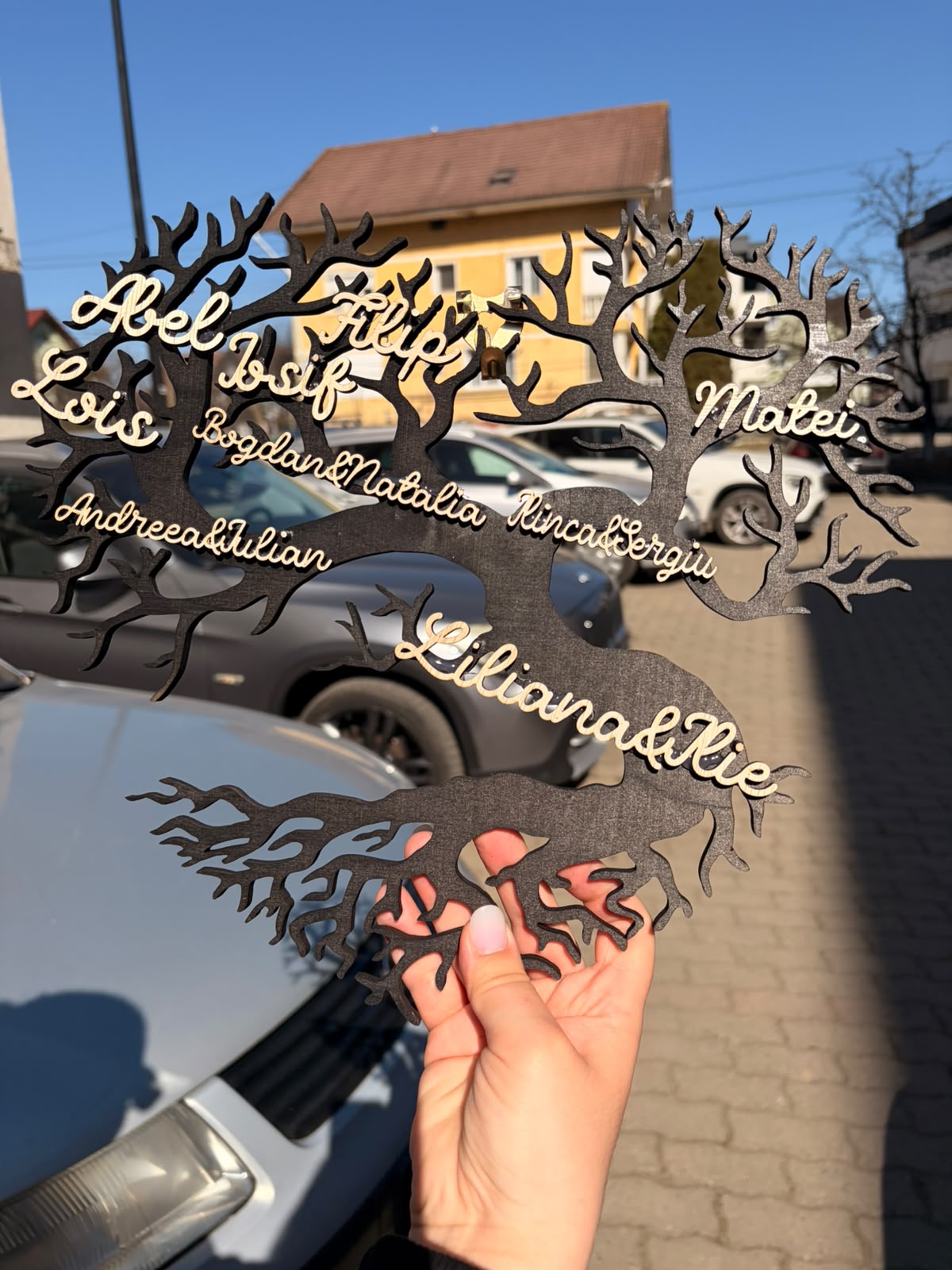 Tablou 3D „Arborele Genealogic” din Lemn – Decorațiune Personalizată cu Nume de Familie – Kasem Studio - imagine galerie