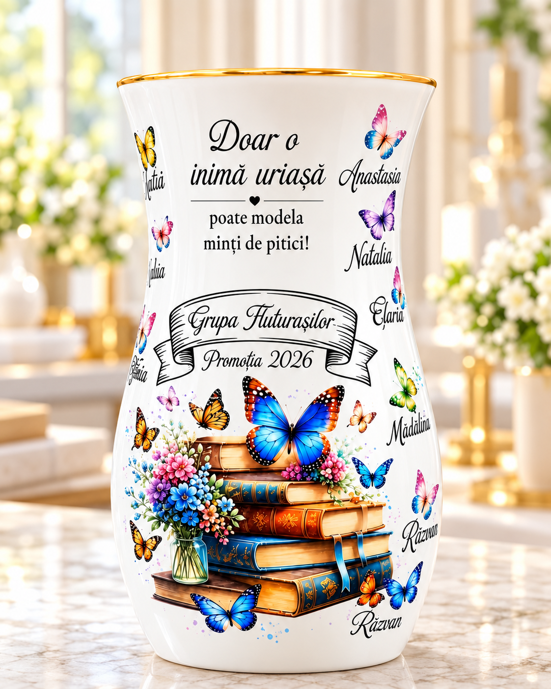 Vază Decorativă cu Poză și Mesaj Personalizat – Cadou Emoționant - imagine galerie