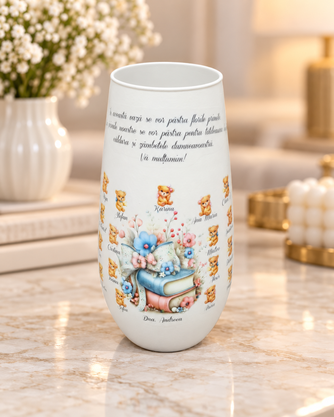 Vază Personalizată cu Mesaj, Fotografie sau Tematică – Cadou Unicat - imagine galerie