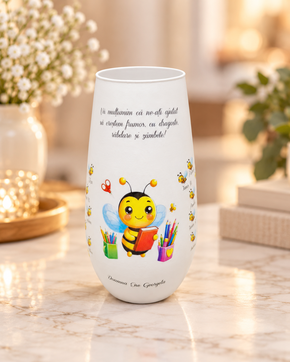 Vază Personalizată cu Mesaj, Fotografie sau Tematică – Cadou Unicat - imagine galerie