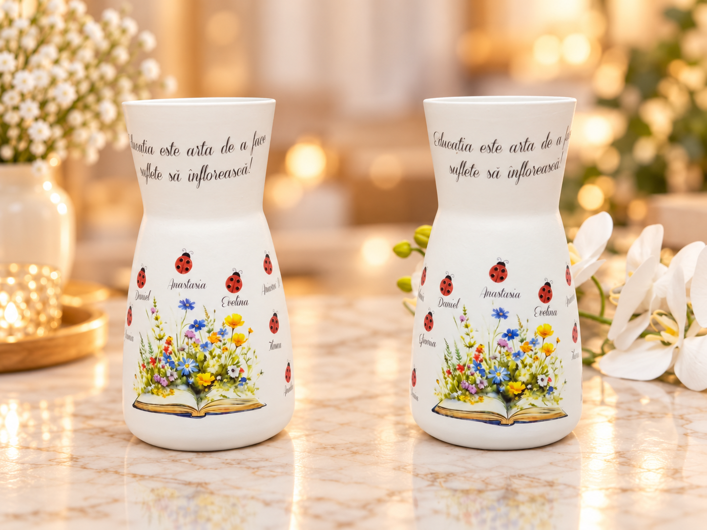 Vază Personalizată pentru Cadre Didactice – Cadou Unicat cu Mesaj de Suflet - imagine galerie