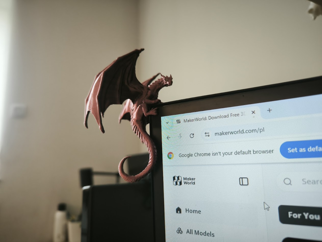 Dragon decorativ printat 3D pentru monitor – Ocrotitorul setup-ului tău - imagine galerie