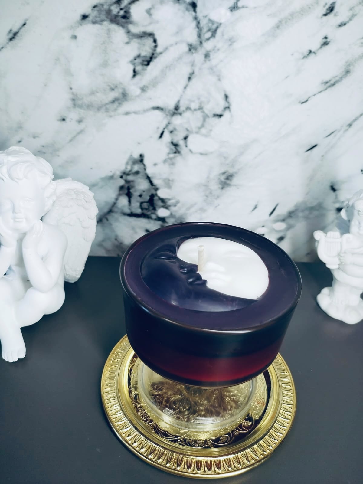 Lumânare Decorativă „Soare și Lună” – Design Celest în Relief - imagine galerie