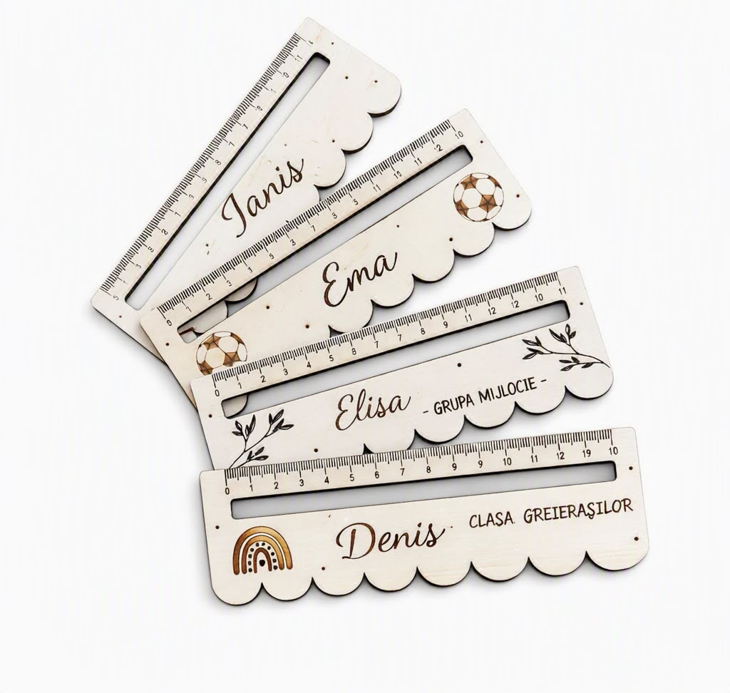 Riglă / Semn de carte personalizat din lemn – Design unic cu gravură laser - imagine galerie