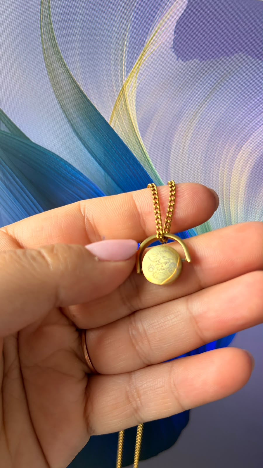 Colier personalizat din oțel inoxidabil cu disc rotativ – Always & Forever - imagine galerie