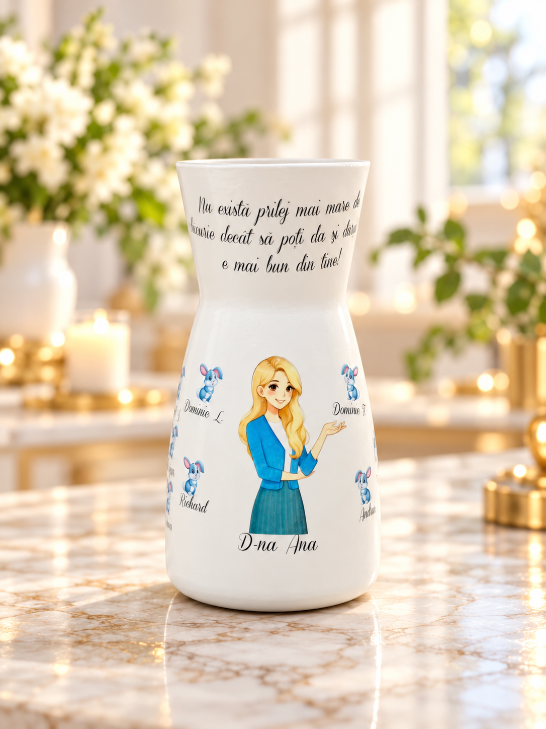 Vază Personalizată pentru Cadre Didactice – Cadou Unicat cu Mesaj de Suflet - imagine galerie