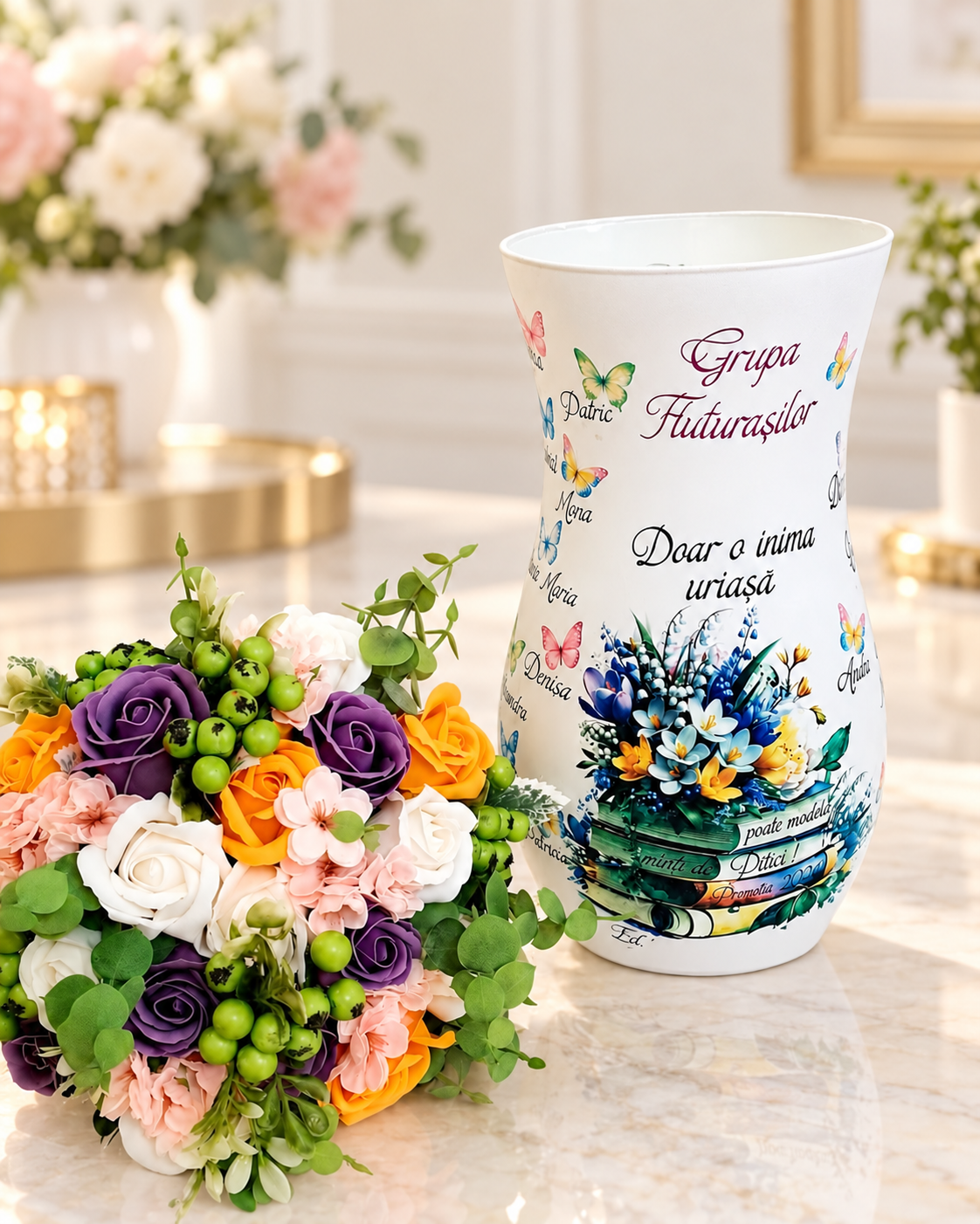 Vază Decorativă cu Poză și Mesaj Personalizat – Cadou Emoționant - imagine galerie
