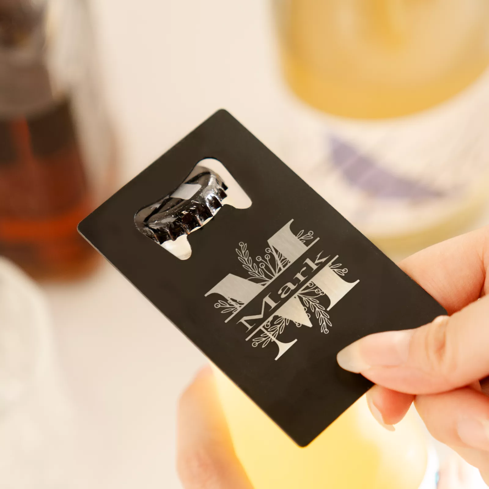 Deschizător de sticle metalic tip card – Gravură laser personalizată - imagine galerie