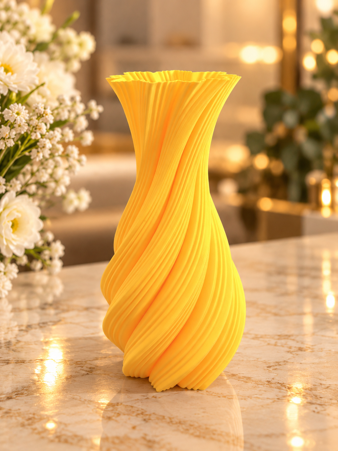 Vază Decorativă Modernă 3D – Design Spiralat și Culoare Vibrantă