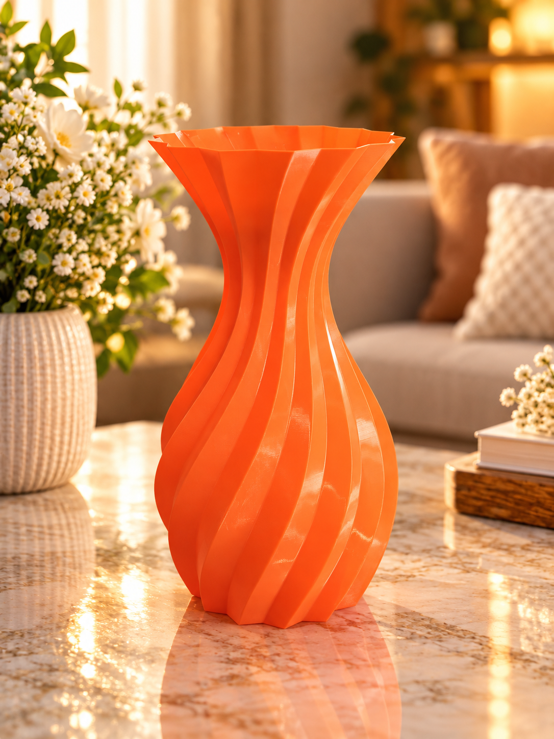 Vază decorativă 3D cu design torsionat