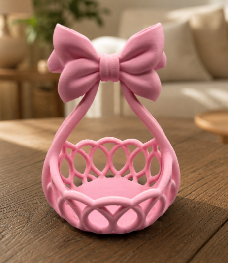 Coșuleț Decorativ cu Fundă – Organizator Elegant & 3D Printed