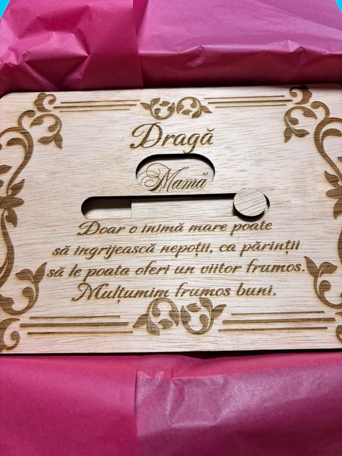 Plachetă Decorativă Personalizată din Lemn cu Mesaj pentru Bunici
